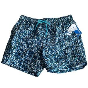NWT Nautica Men’s Swim Trunks XL Blue Shark Print Quick Dry Sustainable‎
